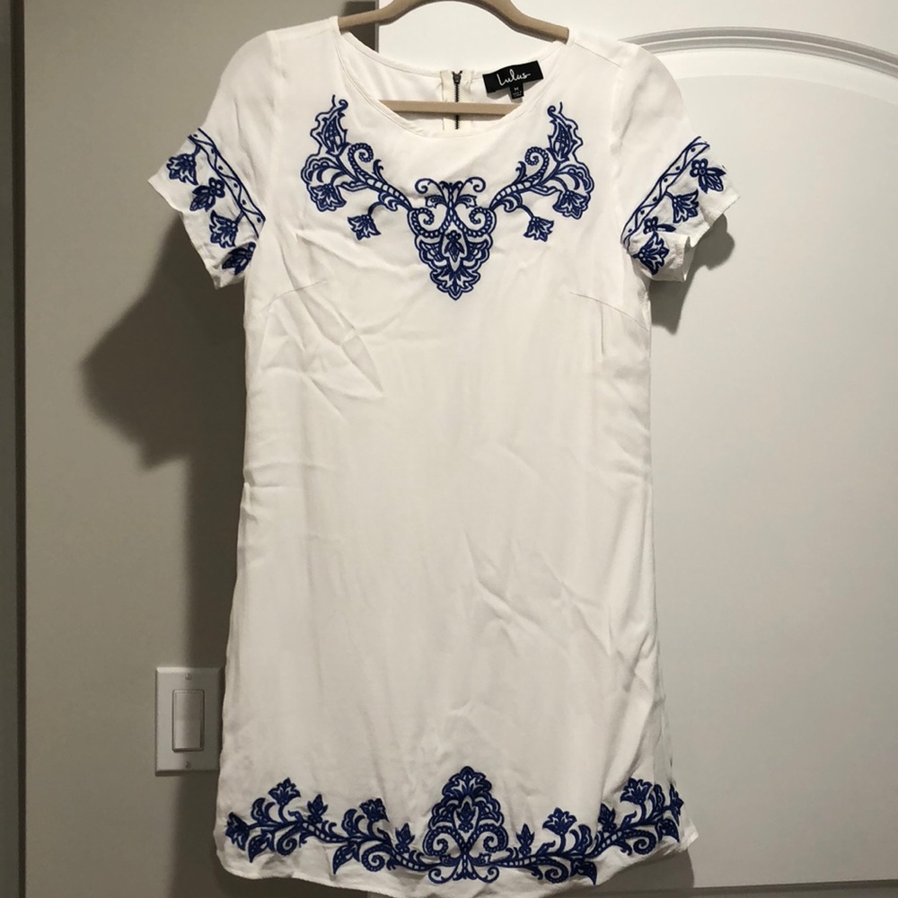 White shift dress